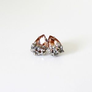 Pyrite champagne teardrop earrings w/ raw crystal